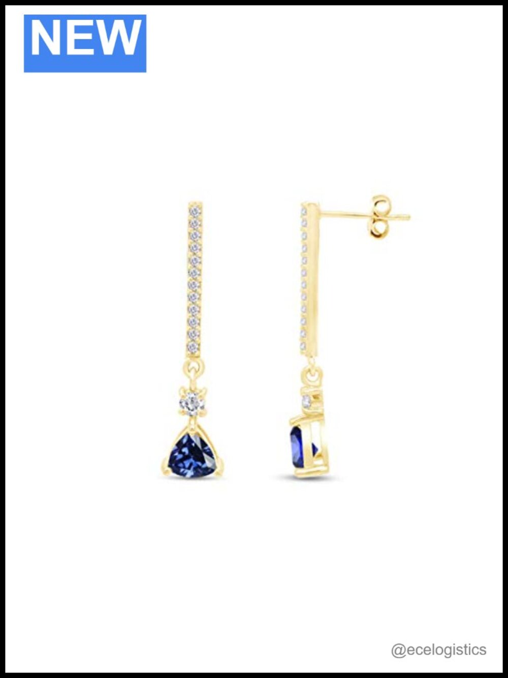 Bar Drop Earrings 14k Gold Over Sterling Silver Tanzanite Topaz